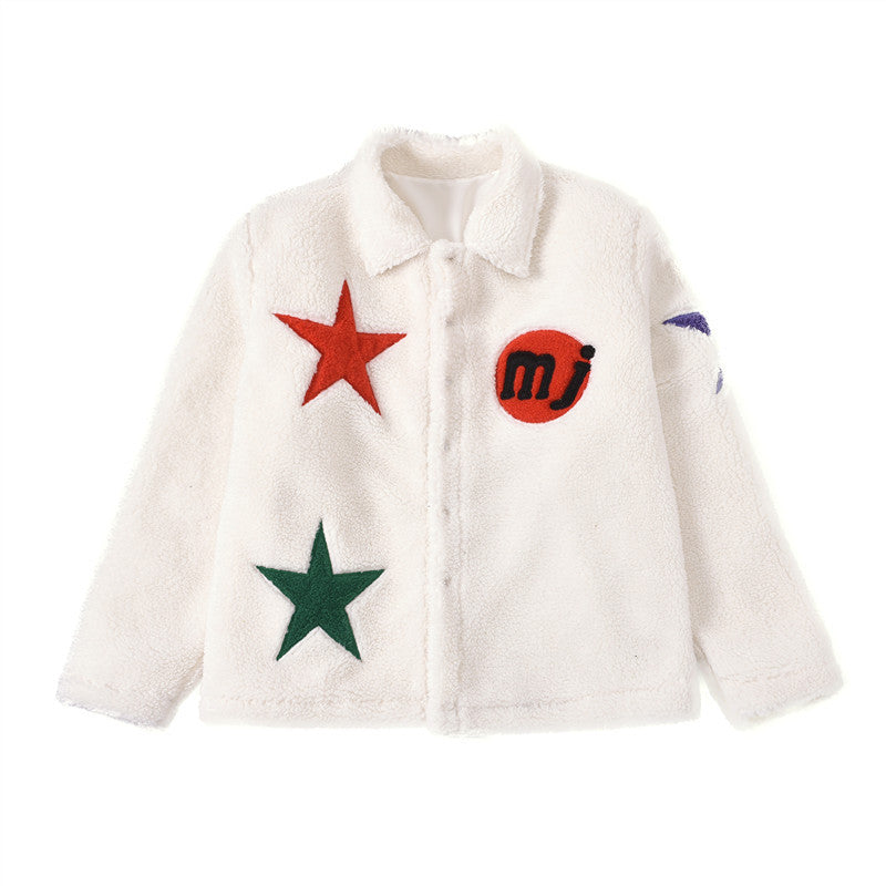 Jacobs X Cactusplant Fleamarket Cpfm Lamb's Wool Embroidered Jacket Men's Hipster Jacket Men's Lapel Single-breasted Jacket Ngvp #2259