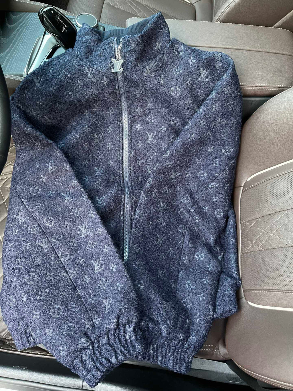 Louis Vuitton Monogram Sheep's Wool And Tweed Zip-up Belted Jacket #96733