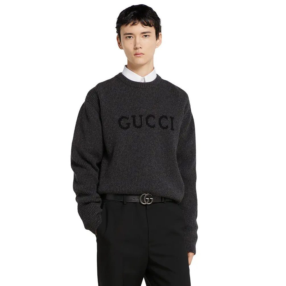Gucci Men's And Women's Fall/winter Fashion Casual Solid Color Crew Neck Pullover With Letter Logo In Cashmere Sweater #79161