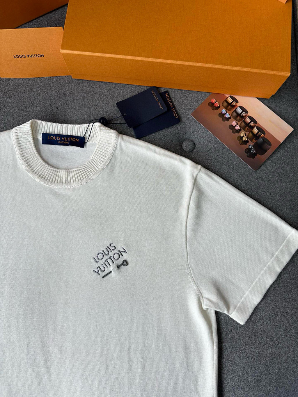 Louis Vuitton Men's Summer Embroidered Logo Round Neck Cotton Short Sleeve T-Shirt #98647
