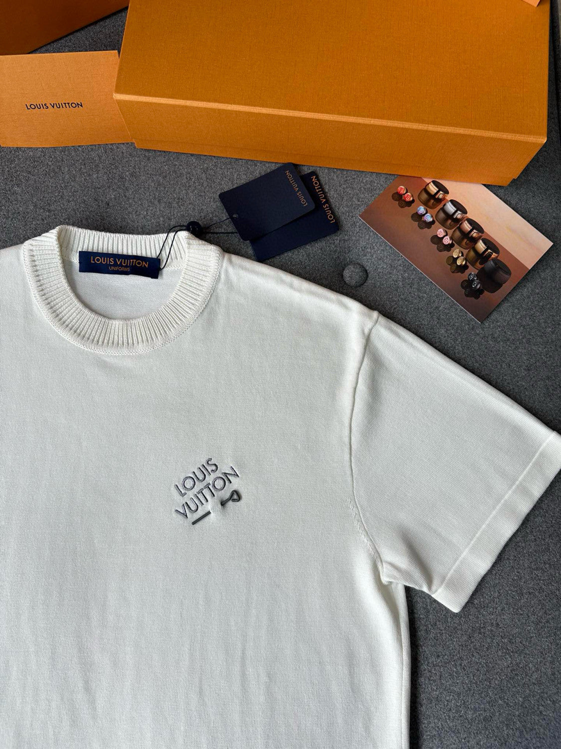 Louis Vuitton Men's Summer Embroidered Logo Round Neck Cotton Short Sleeve T-Shirt #98647