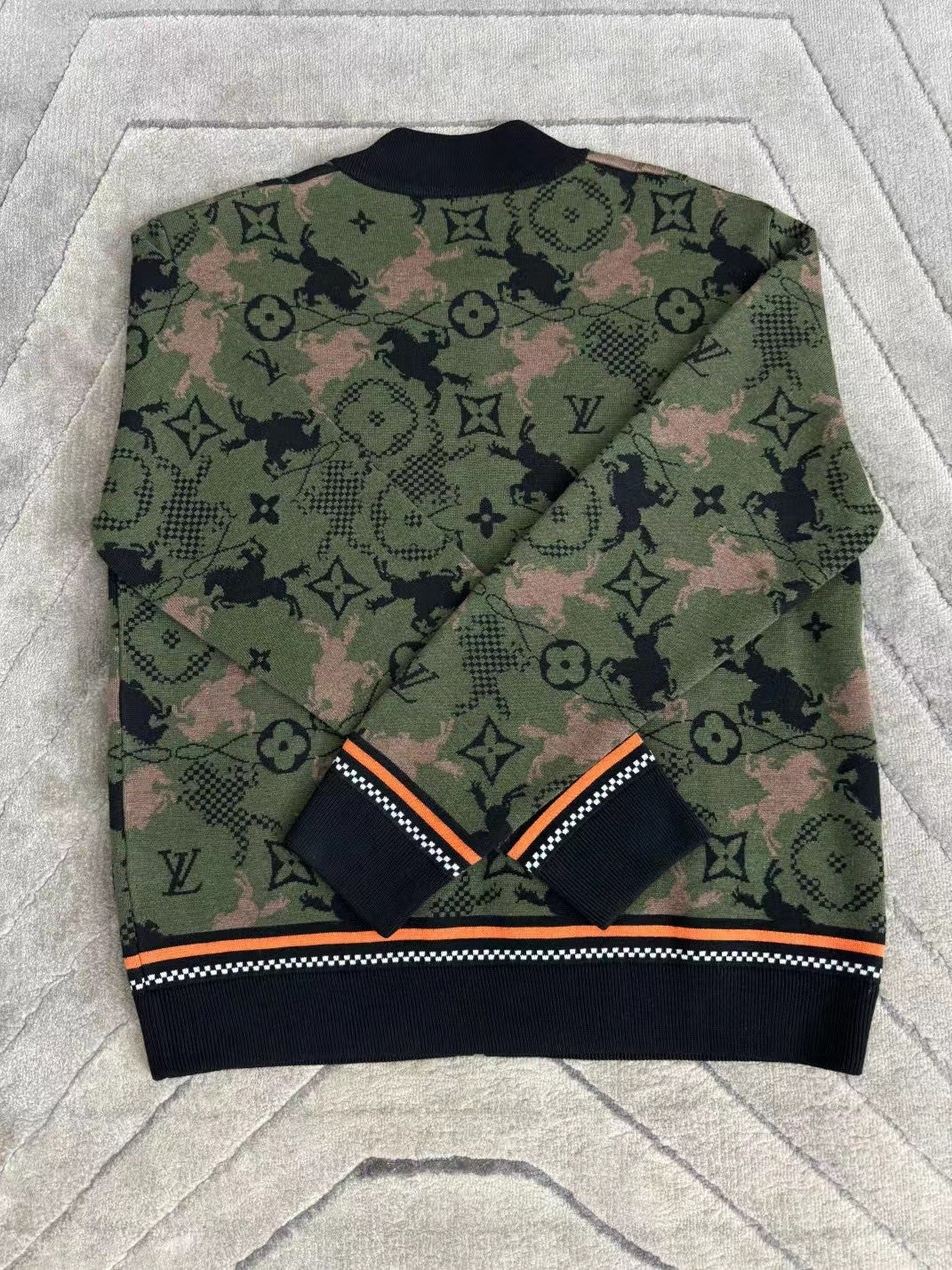Louis Vuitton Men's Spring Autumn Solid Color Jacquard Pattern Sheep Wool Pilot Knit Long Sleeve Coat Jacket #71534