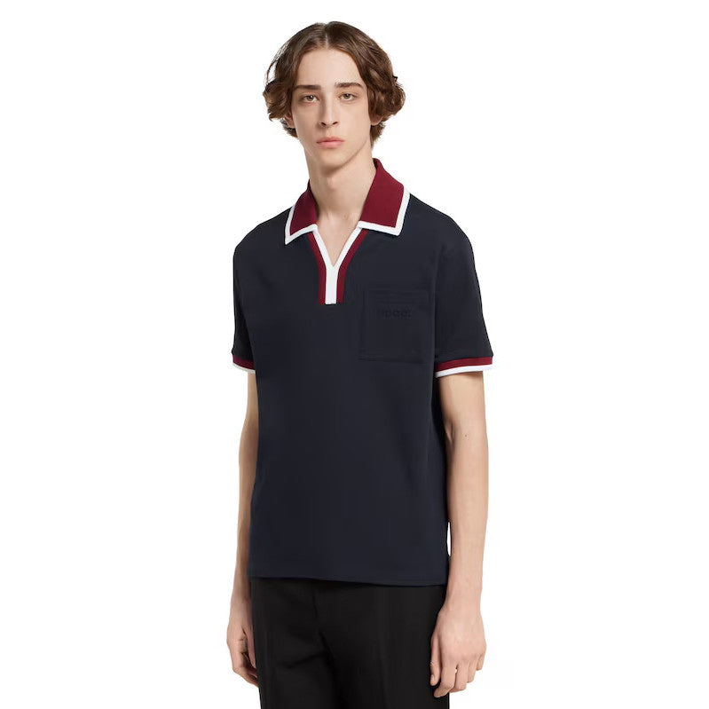 Gucci Men's And Women's Summer Fashion Classic V-neck Color Block Cotton Polo Shirt Short Sleeved T-Shirt #78425