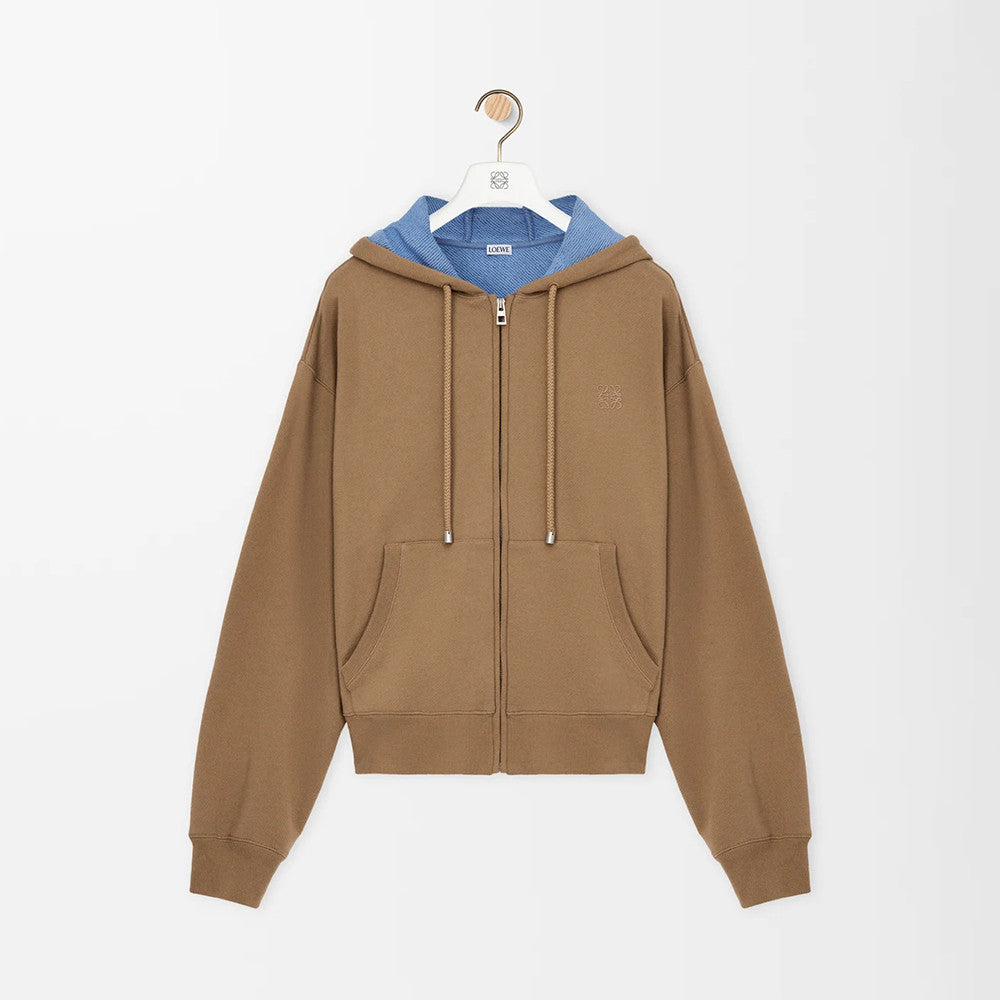 Loewe Zip-up Hoodie in Cotton Beige #333808