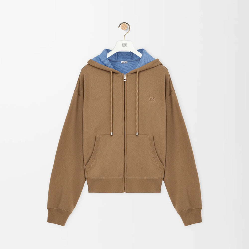 Loewe Zip-up Hoodie in Cotton Beige #333808
