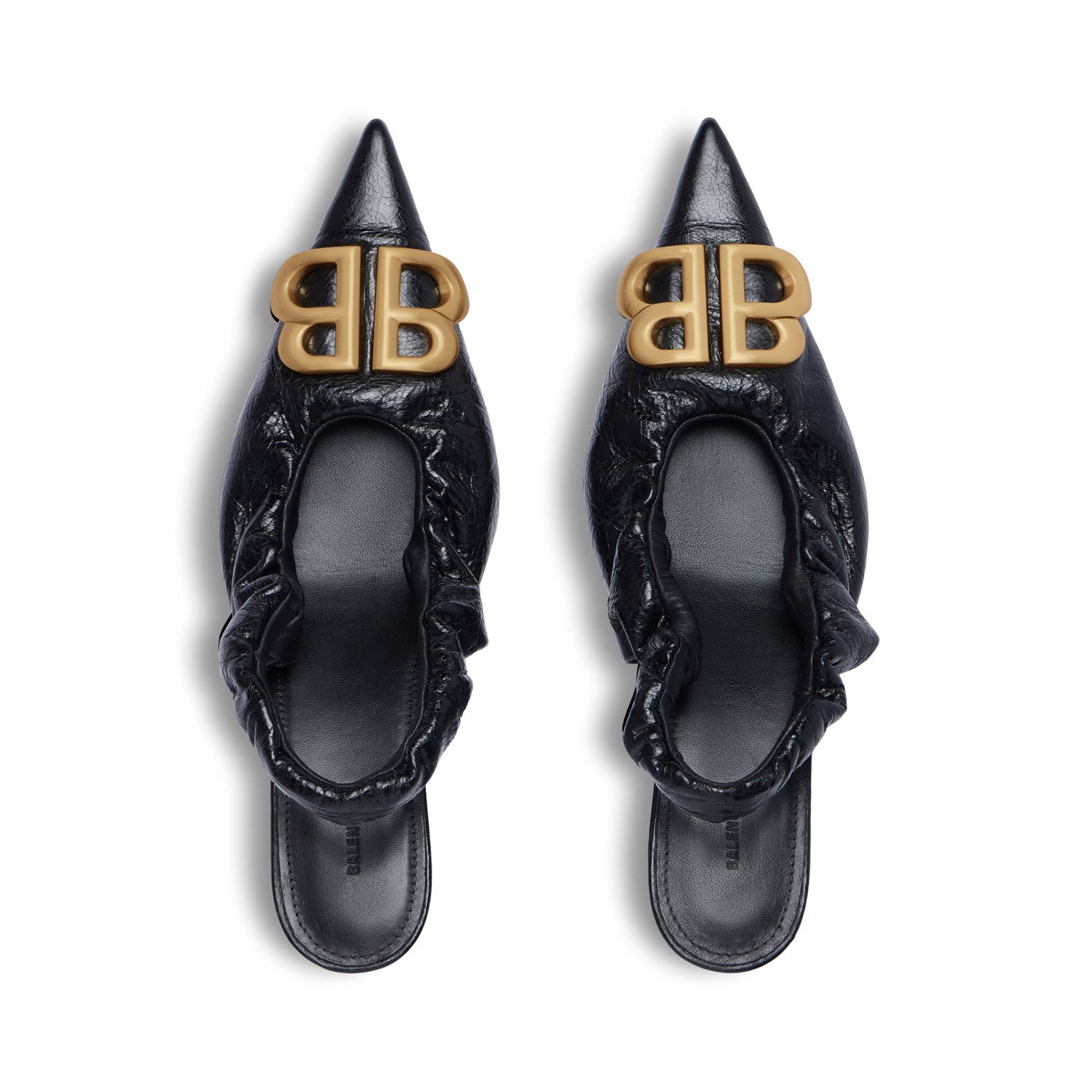 Balenciaga Women's Monaco 50mm Slingback Spring And Summer Double B Metal Decoration Pointed Sandals Fine Heel High Heels Fashion Sexy Black Silver Basic Sandals Shoes Heel 4.5cm #76337
