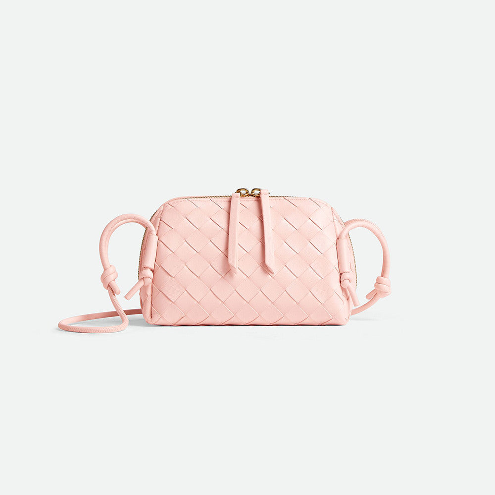 Bottega Veneta Women's Concert Intrecciato Weave Adjustable Tubular Shoulder Strap Sliding Knotted Sheepskin Clutch #332754