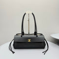 Chanel Small Shopping Bag Grained Calfskin Gold-tone Metal Black #380058