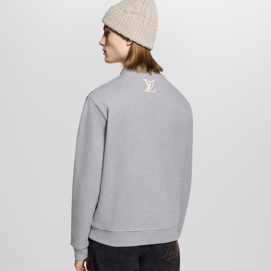 Louis Vuitton Men's Spring/fall Casual Solid Color Crewneck Long Sleeve Sweatshirt With Embroidered Logo Sweatshirt #79166