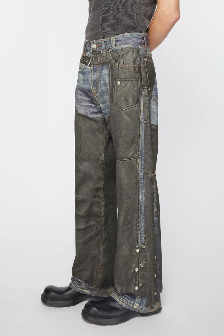 Acne Studios Men's Women's Four Seasons Fashion Solid Color Button Printed Loose Denim Wide Leg Pants Ngvp #8516