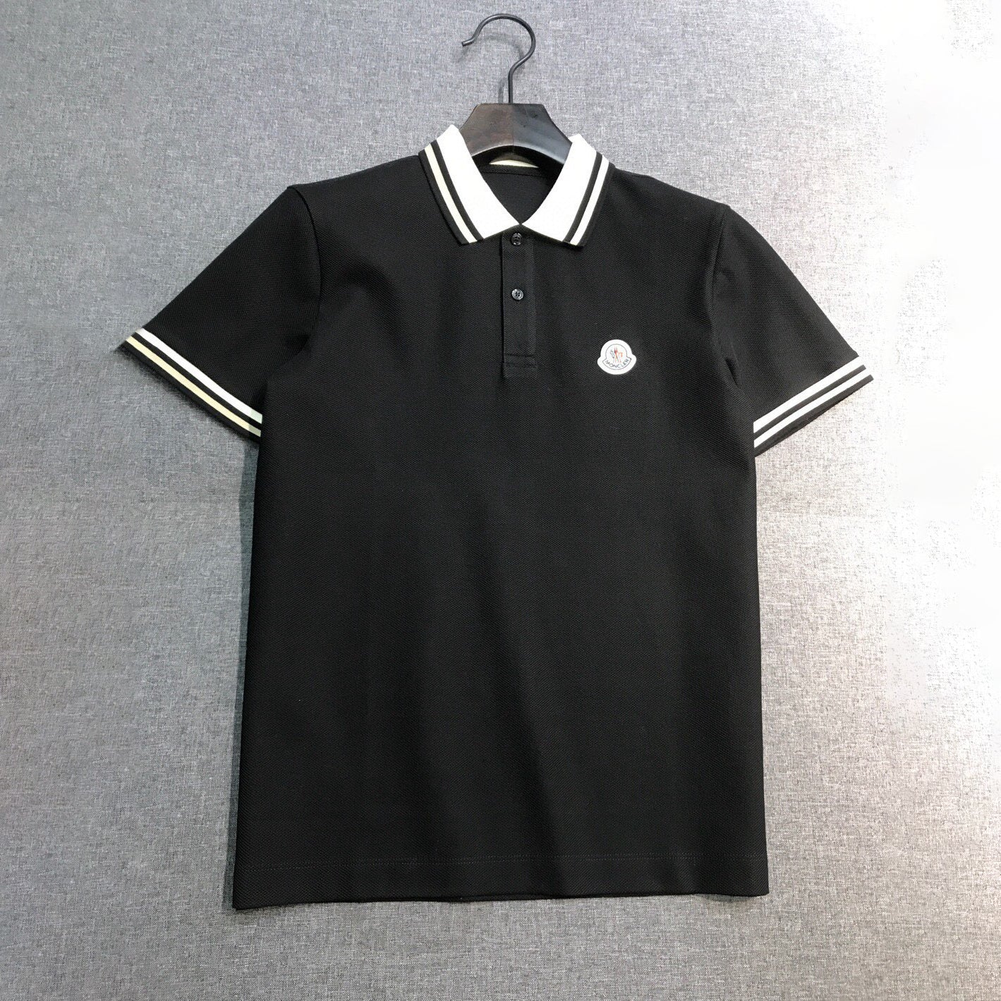 Moncler Men's Summer Embroidered Letter Print Polo Neck Solid Color Short Sleeve T-Shirt #76714