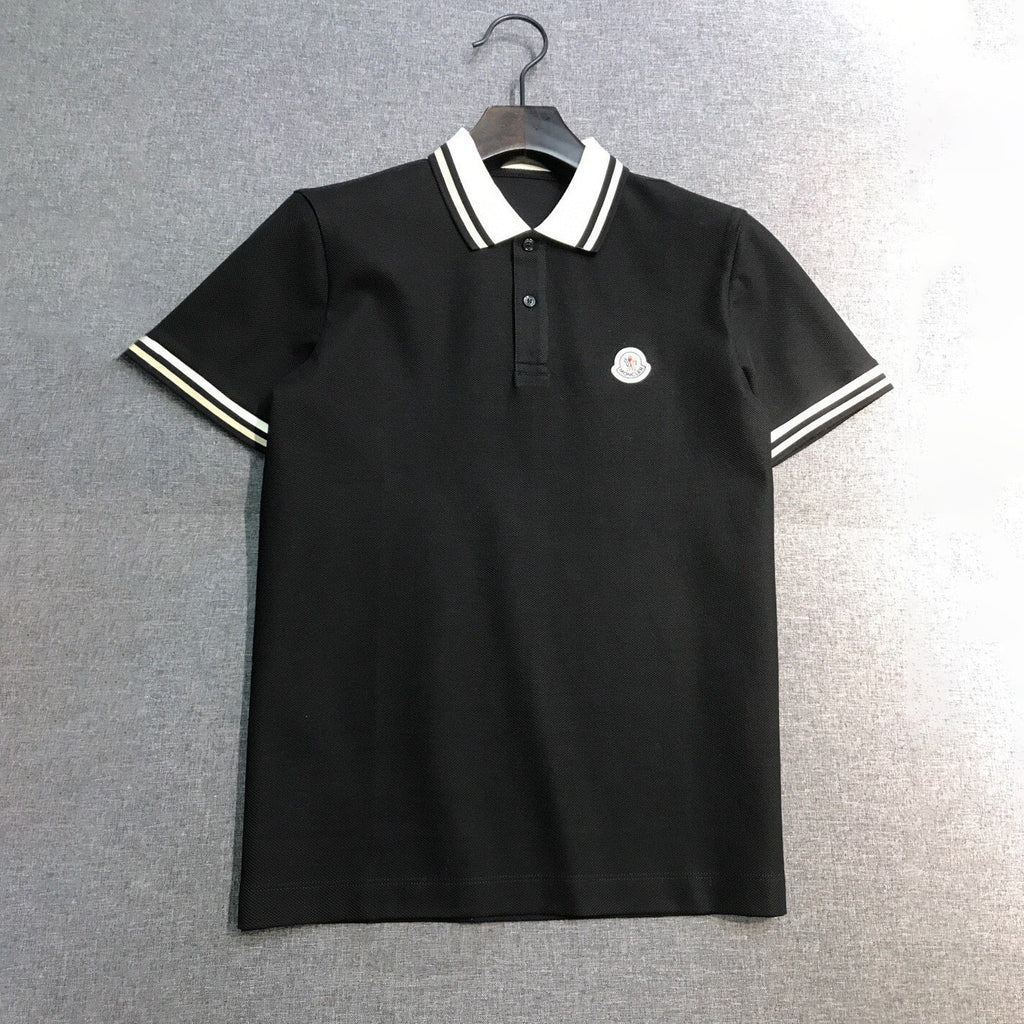 Moncler Men's Summer Embroidered Letter Print Polo Neck Solid Color Short Sleeve T-Shirt #76714