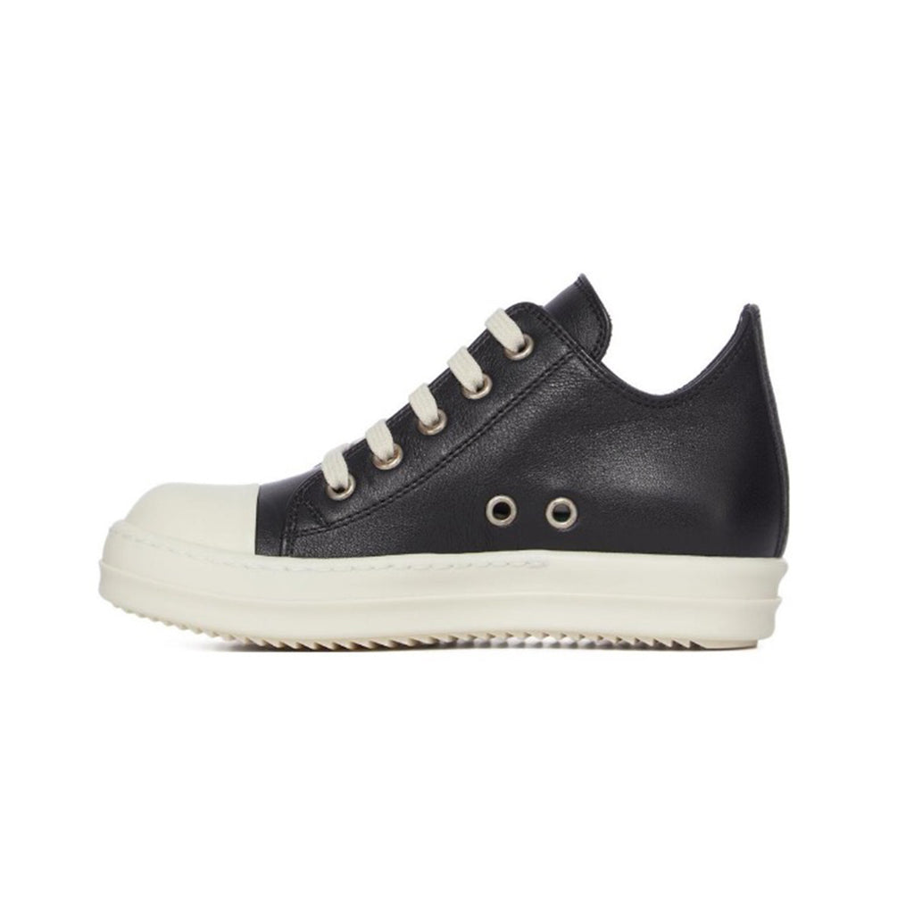 Rick Owens Kid's Four Seasons Retro Cowhide Low Top Round Toe Lace Up Black Casual Shoes #31333