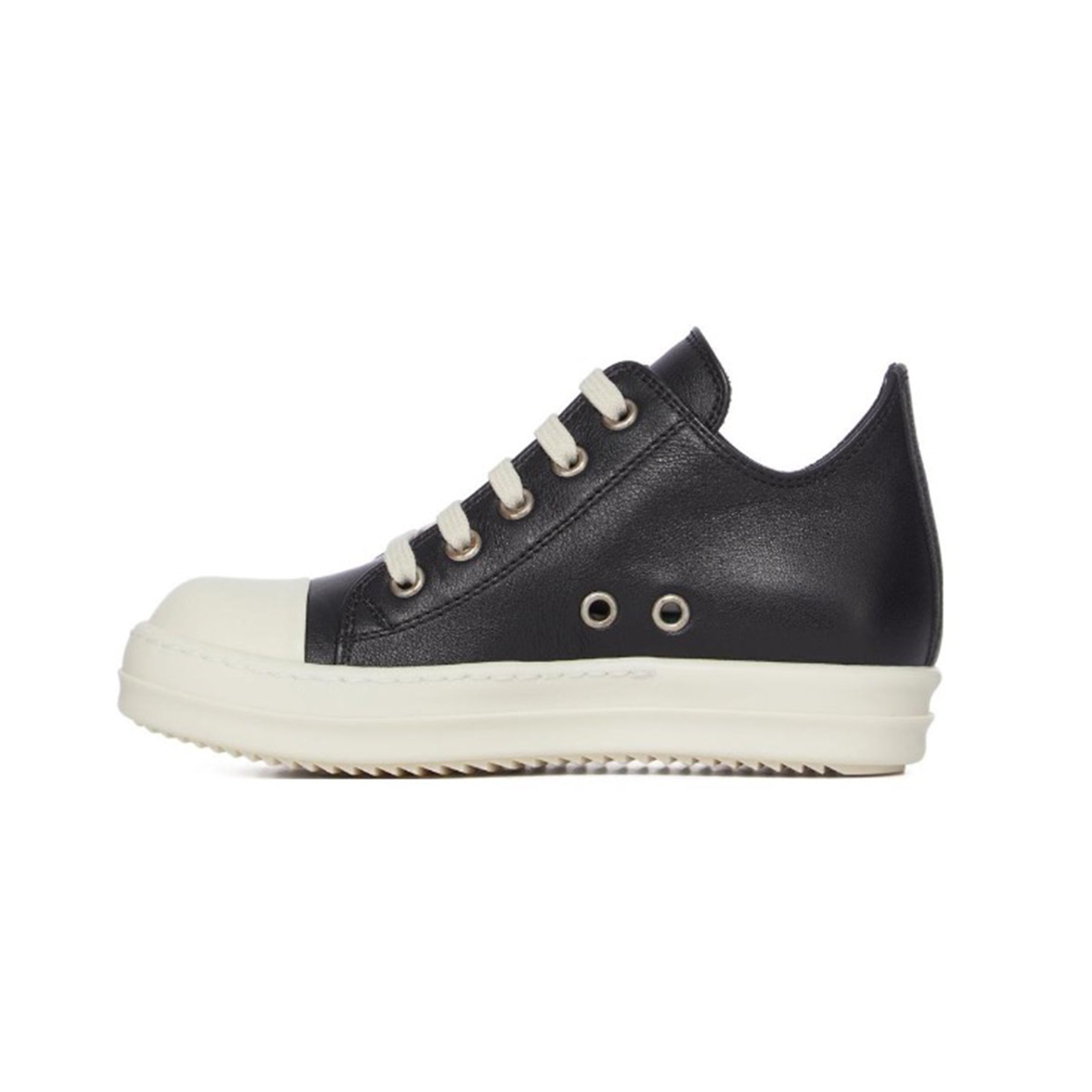Rick Owens Kid's Four Seasons Retro Cowhide Low Top Round Toe Lace Up Black Casual Shoes #31333