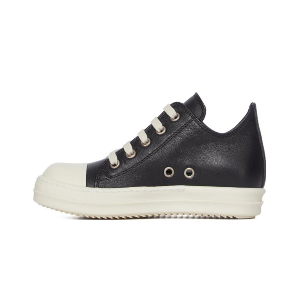 Rick Owens Kid's Four Seasons Retro Cowhide Low Top Round Toe Lace Up Black Casual Shoes #31333