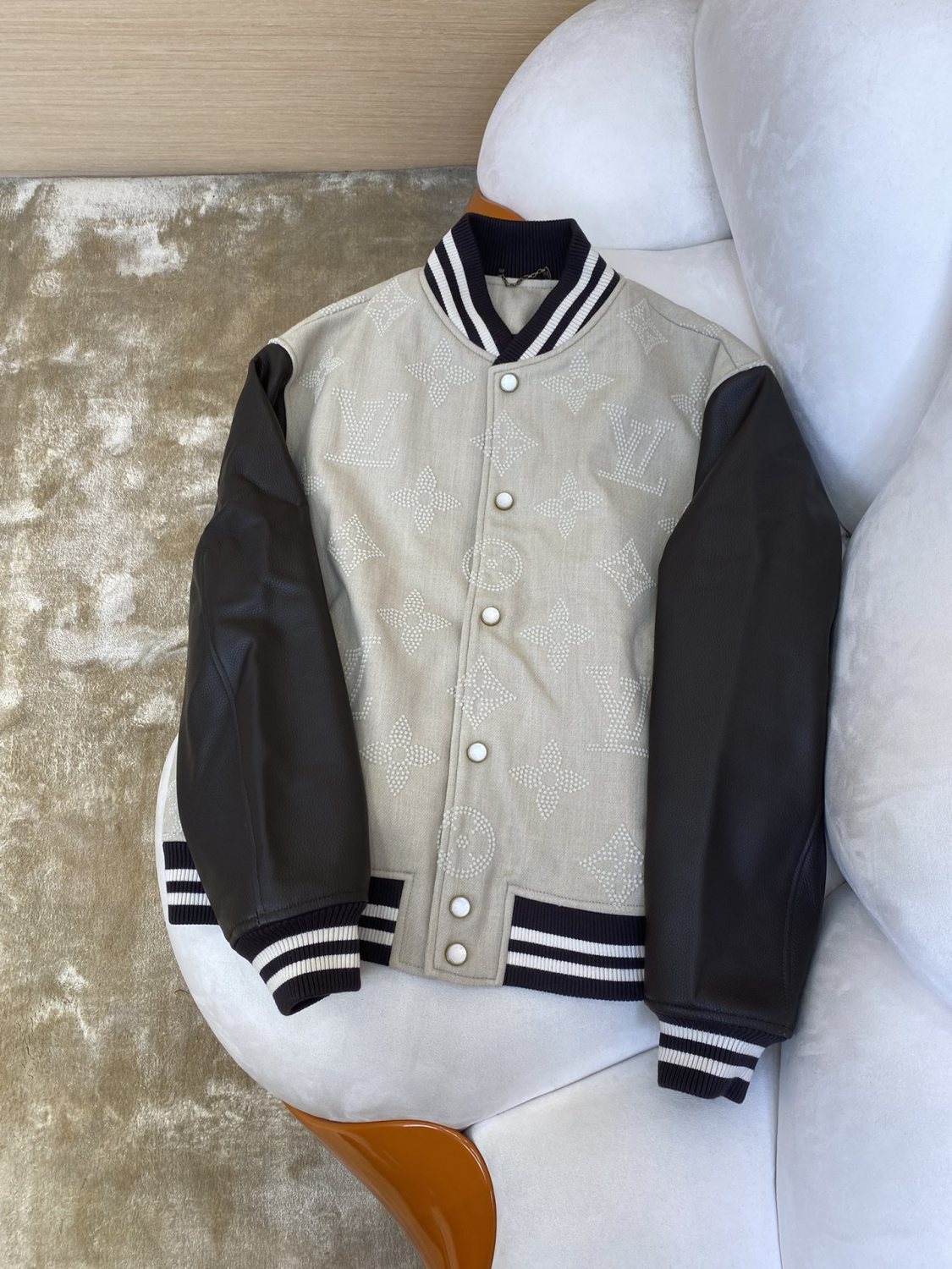 Louis Vuitton Monogram Embroidered Baseball Drawstring Jacket Men's Spring And Autumn Fashion Trend Color Blocking Single-breasted Jacket #81119