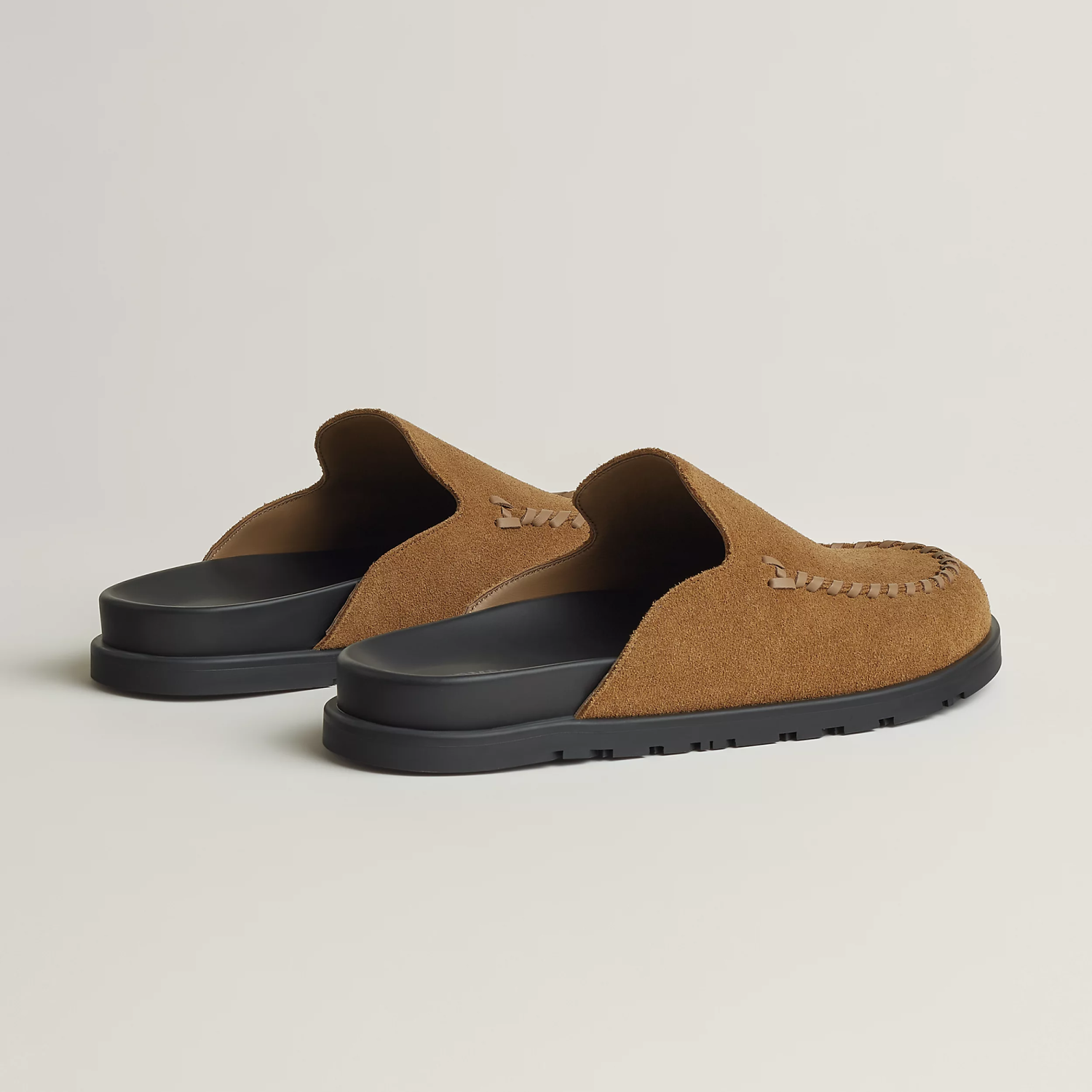 Hermes Men's Johan Mule Shoes Summer Solid Color Round Toe Suede Flat Slippers Casual Shoes Ngvp #1831