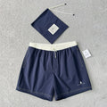 Brunello Cucinelli  Nylon Swim Shorts With Contrast Details And Print Men's Spring Summer Holiday Beach Shorts Colour Block Fashion Casual Pants #77277