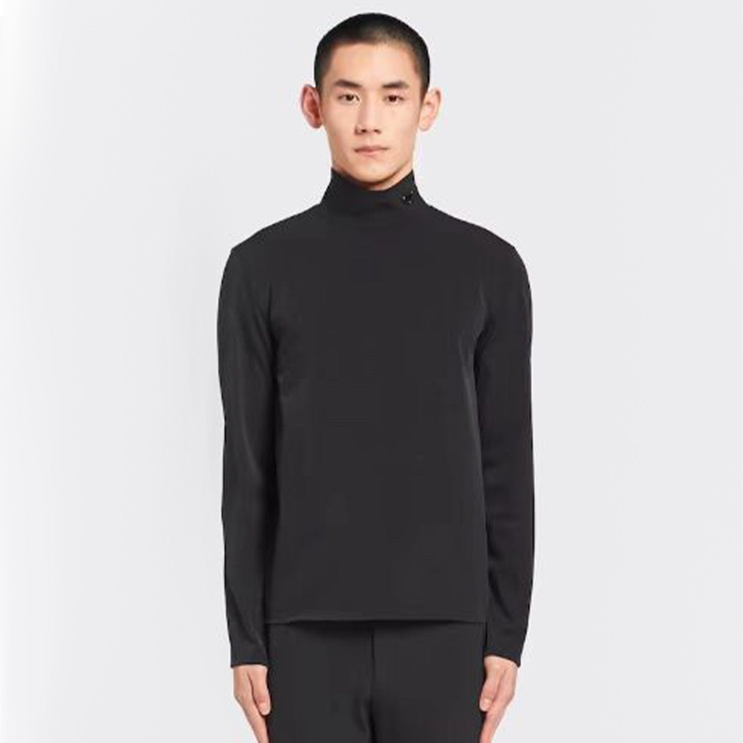 Prada Men's Women's Plain Knit Stand Collar Sweater Solid Colour Logo Fashion Casual Long Sleeve Pullover Sweater Top  #71854