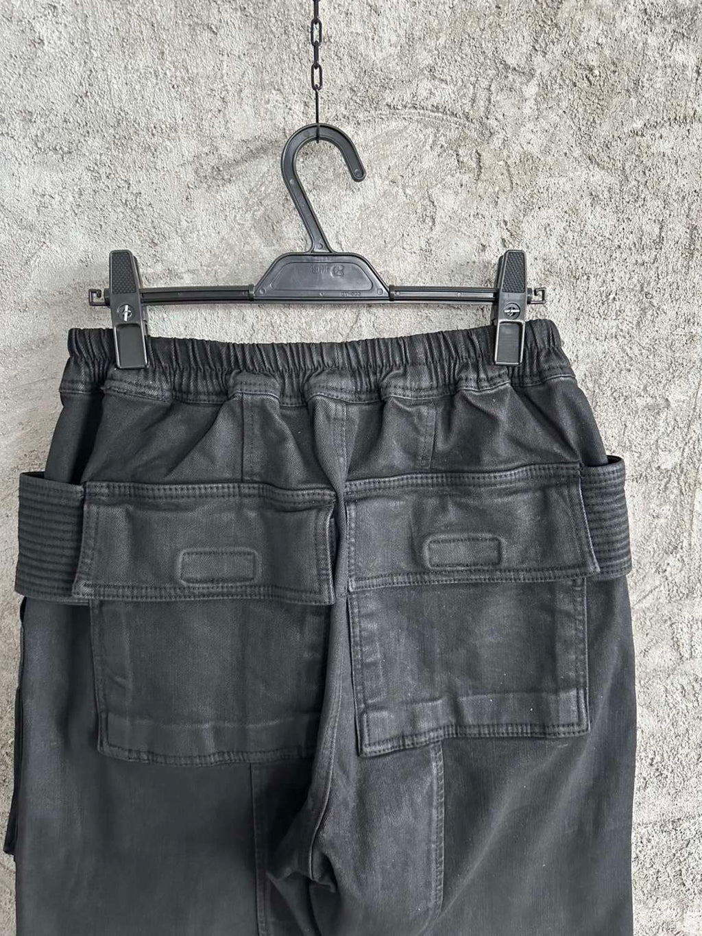 Rick Owens Men's Spring and Autumn Black Large Pocket Cotton Lace-Up Casual Work Pants #73375