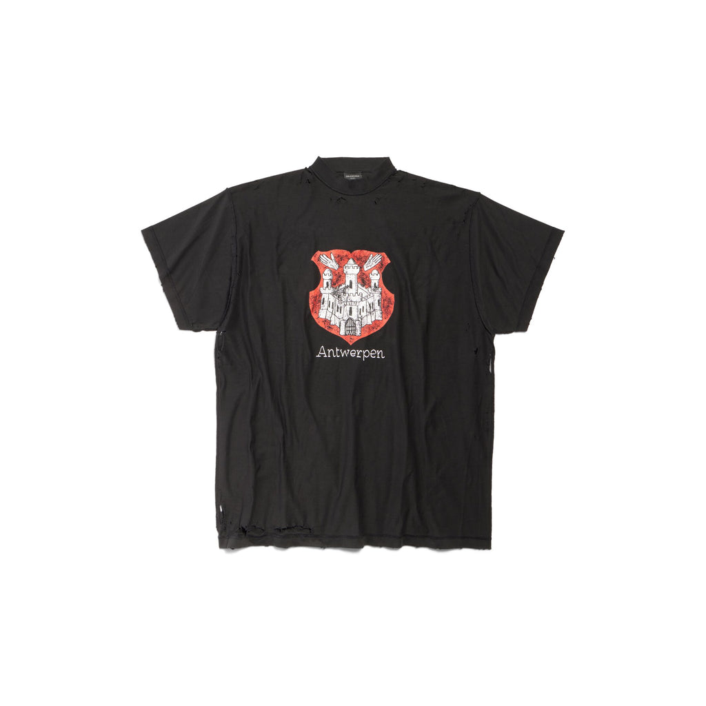 Balenciaga Men's Spring And Summer Black Old Retro Ragged Hole T-shirt Casual Loose Round Neck Oversize Short Sleeve To Ngvp #7972