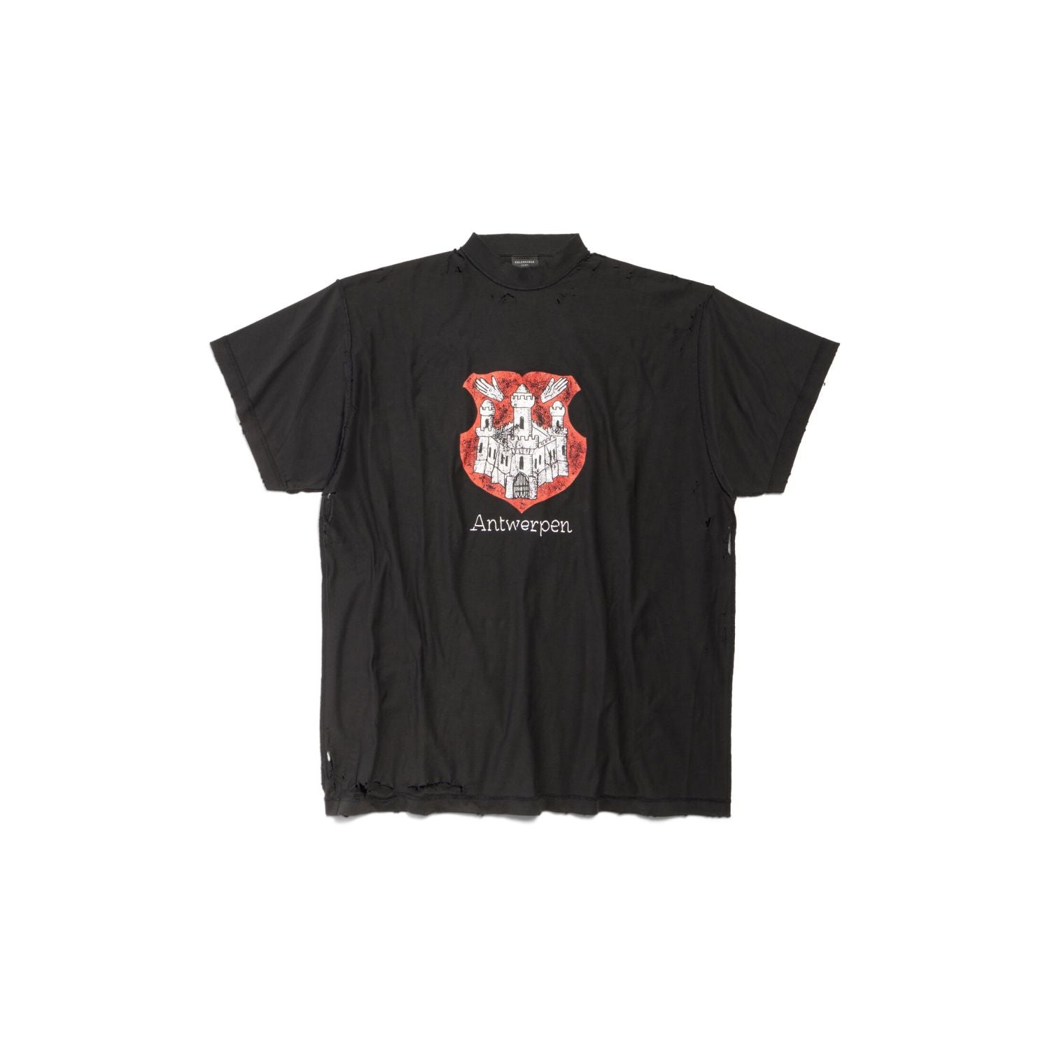 Balenciaga Men's Spring And Summer Black Old Retro Ragged Hole T-shirt Casual Loose Round Neck Oversize Short Sleeve To Ngvp #7972