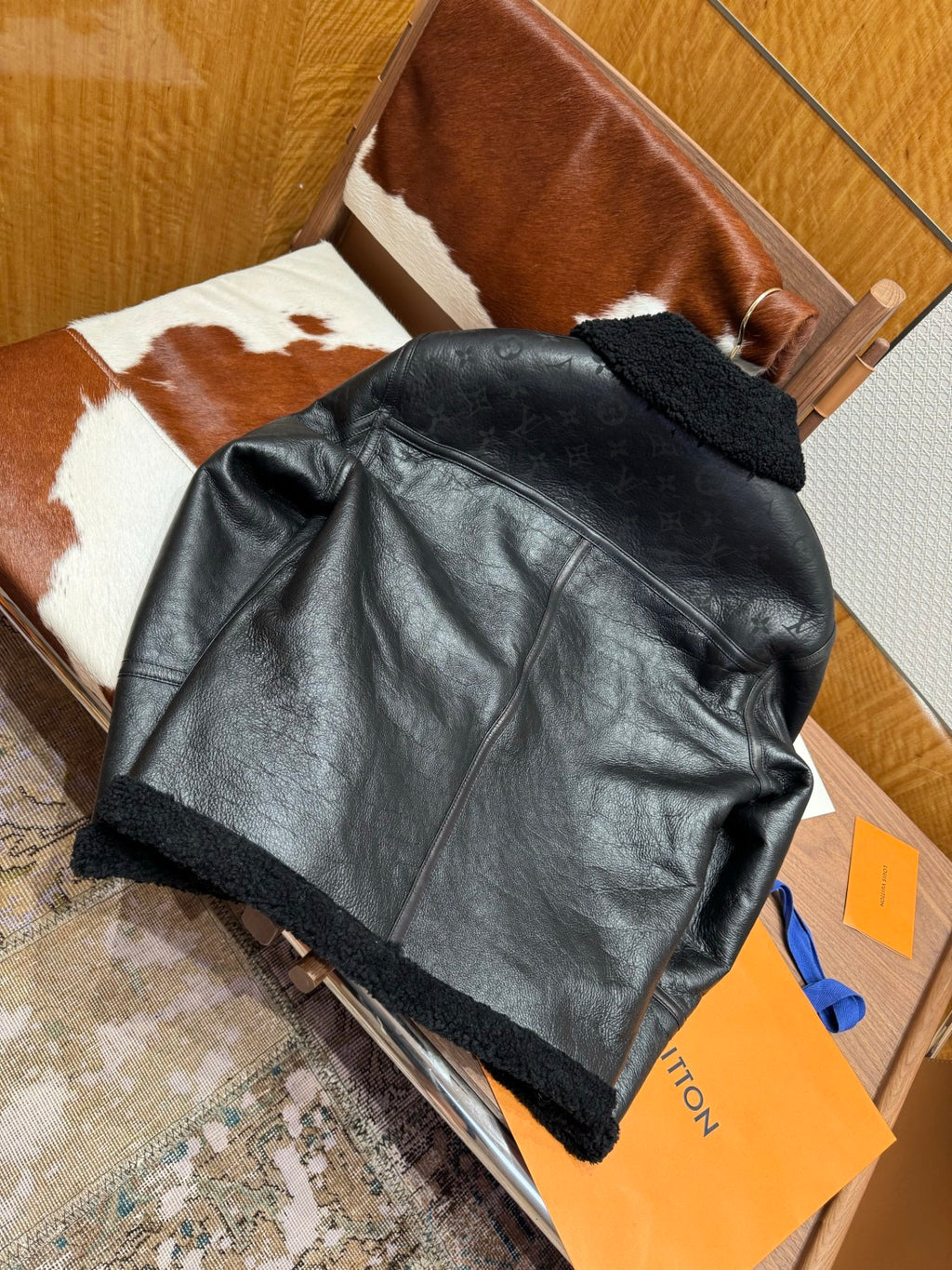 Louis Vuitton Men's Winter Solid Colour Printed Lambskin Wool Zip Up Long Sleeve Jacket #76879