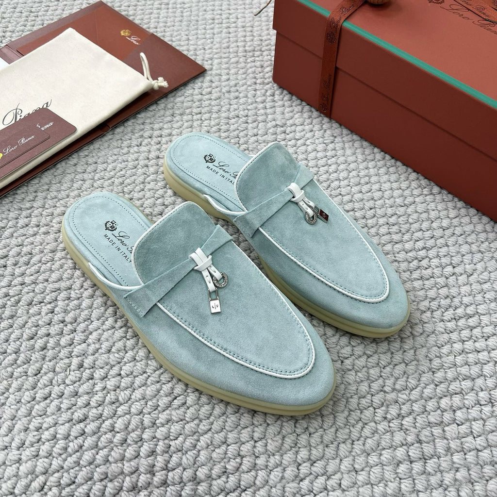 Loro Piana Women's Summer Solid Color Suede Simple Comfortable Rubber Bottom Baotou Slippers Shoes #76545
