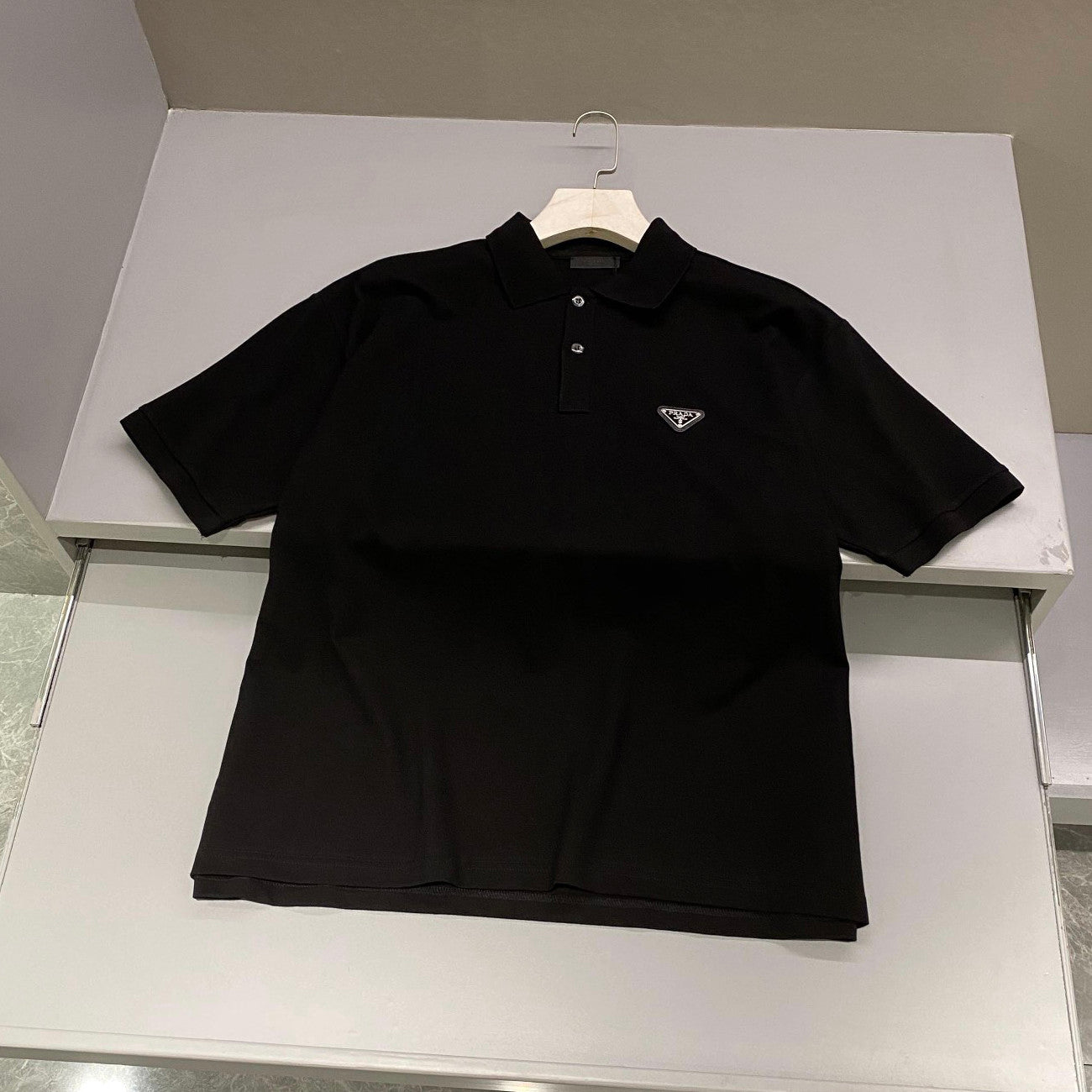 Prada Men's Summer Solid Color Metal Logo Cotton Polo Shirt Short Sleeve T-Shirt #99913