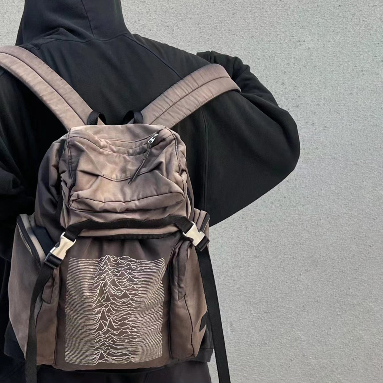 Undercover 09aw Joy Division  Archive Single Ripples Pulse Do Old Shoulder Bag Hiking Bag Men Women Trend High Street Bags Ngvp #1623