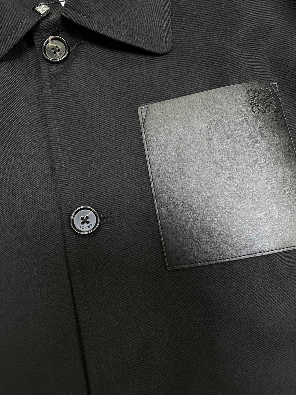 Men's Fall/Winter Logo Embossed Patch Pocket Wool Single Breasted Loose Long Sleeve Jacket #73439
