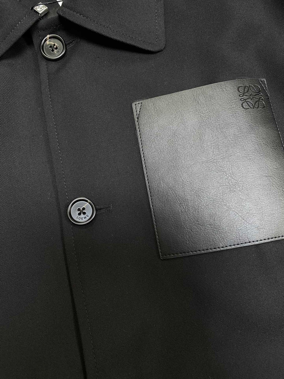 Men's Fall/Winter Logo Embossed Patch Pocket Wool Single Breasted Loose Long Sleeve Jacket #73439
