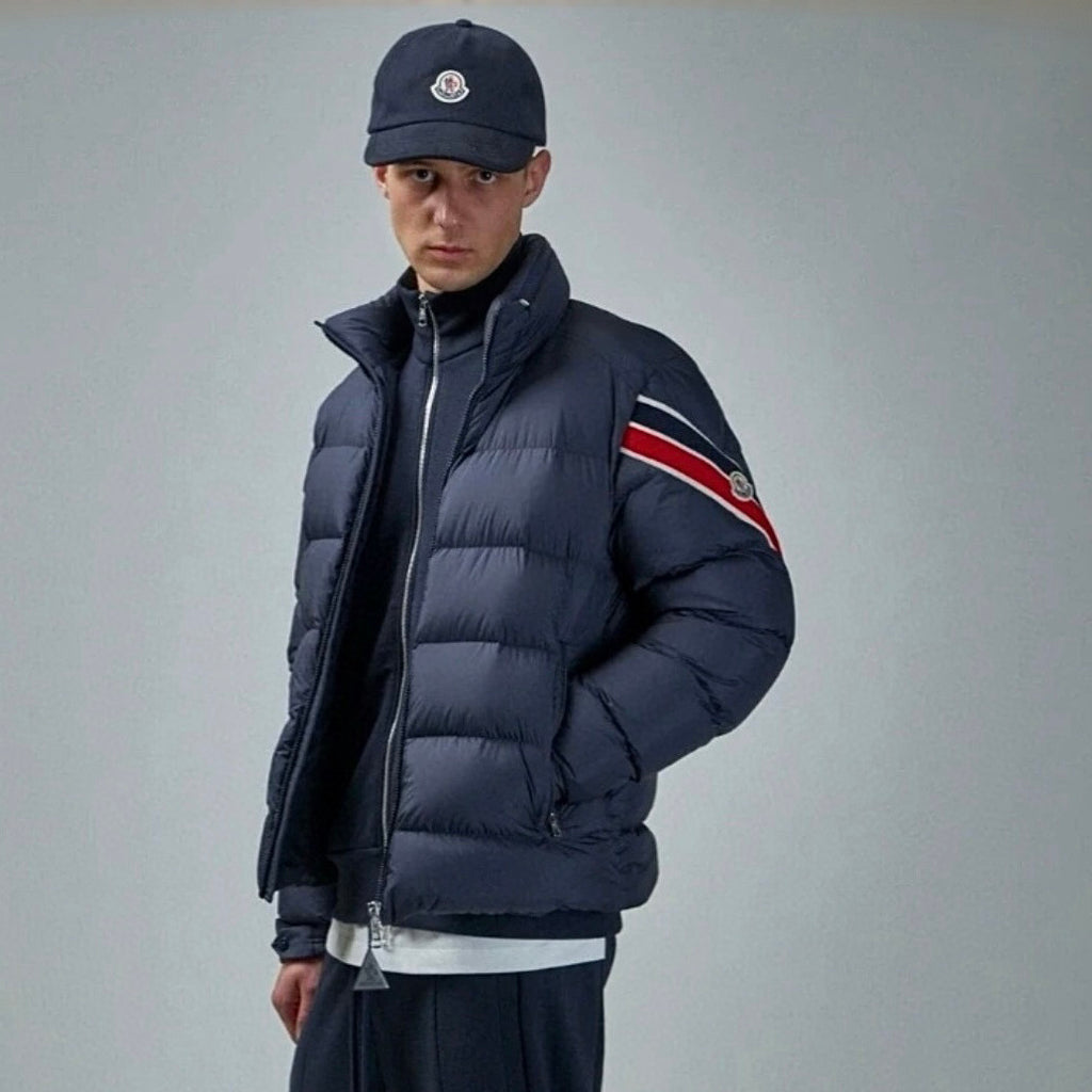 Moncler Men's Winter Fashion Casual High Neck Double Zip Goose Down Nylon Fabric Cotton Jacket Down Outerwear Jacket #79539