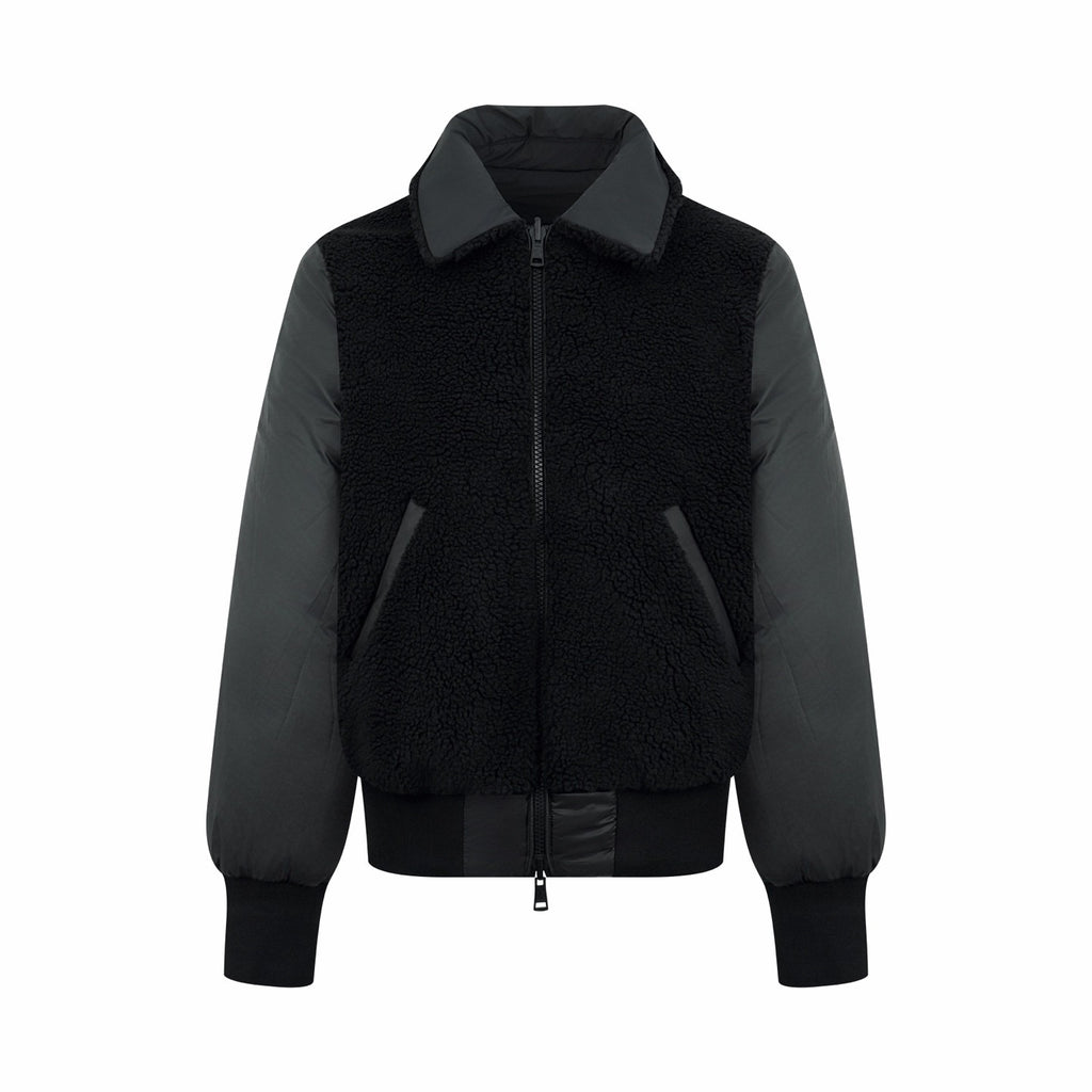 Moncler Men's Black Maulevrier Reversible Teddy Fleece Bomber Jacket #332812