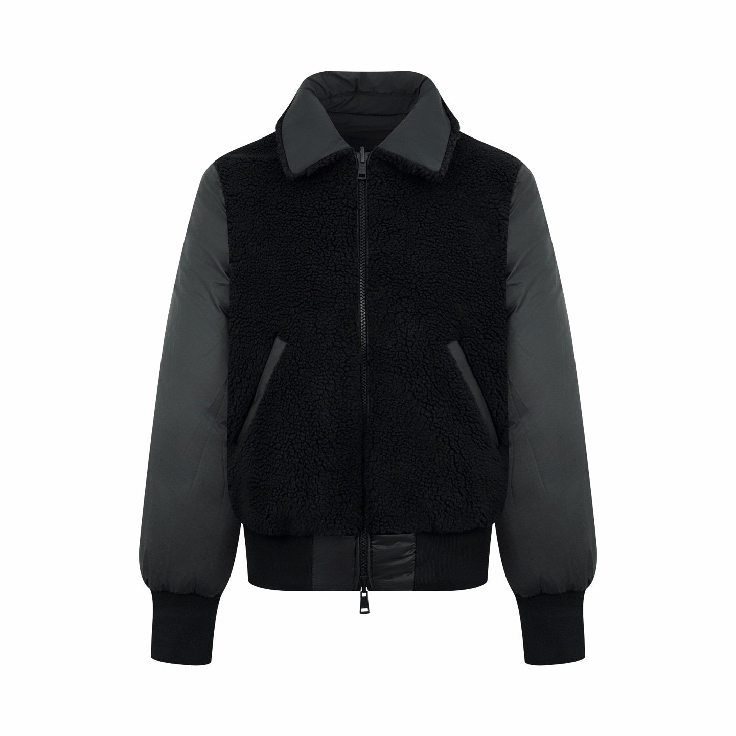 Moncler Men's Black Maulevrier Reversible Teddy Fleece Bomber Jacket #332812