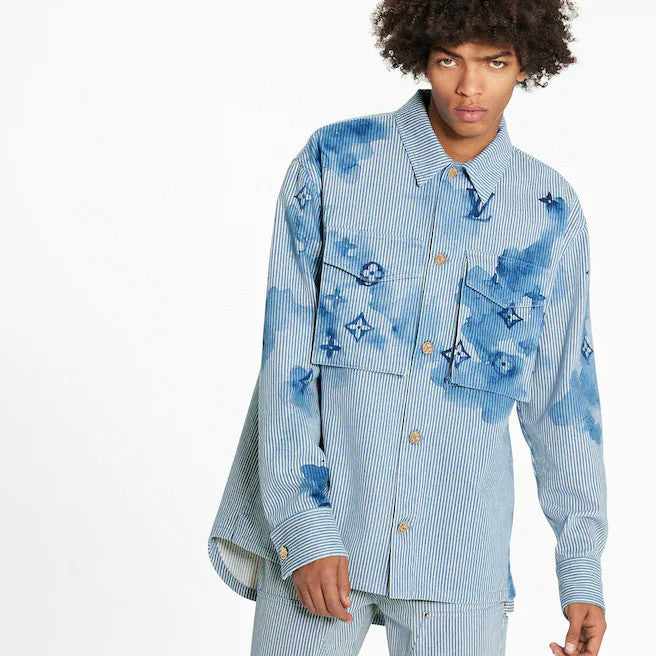 Louis Vuitton Striped Denim Long Sleeve Jacket Blue #257689