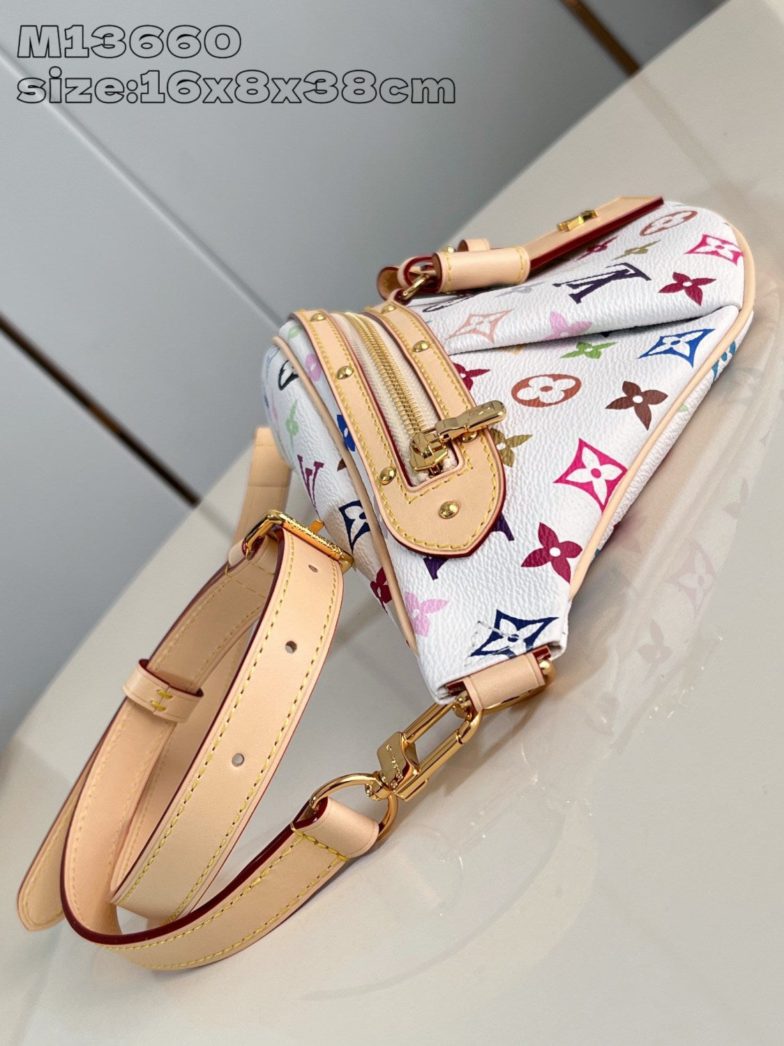 Louis Vuitton LV x TM High Rise Women's Colorful Monogrammed Zipper Closure Coated Canvas Leather Trimmed Belt Bag Bags #75436