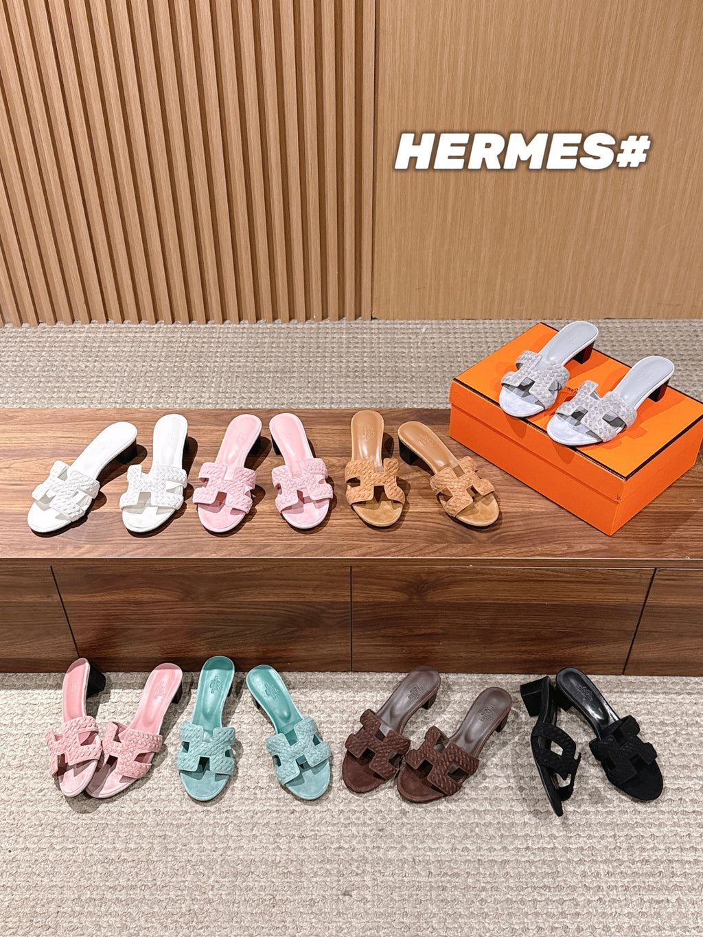 Hermès Woven Low Heel Slippers #384073