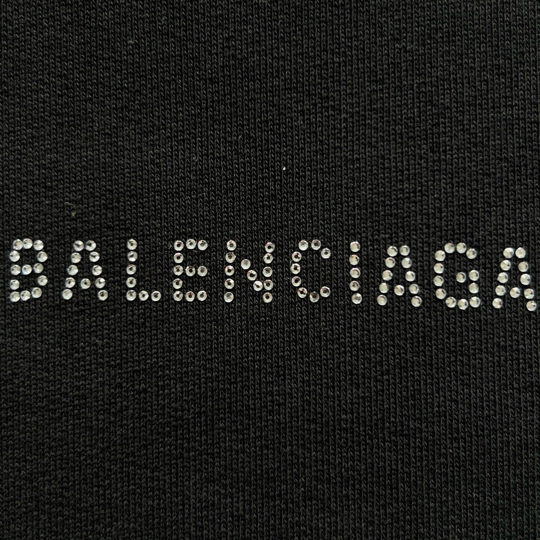 Balenciaga Men's Spring and Autumn Hot Drill Logo Letter Print Black Hooded Sweatshirt #99725