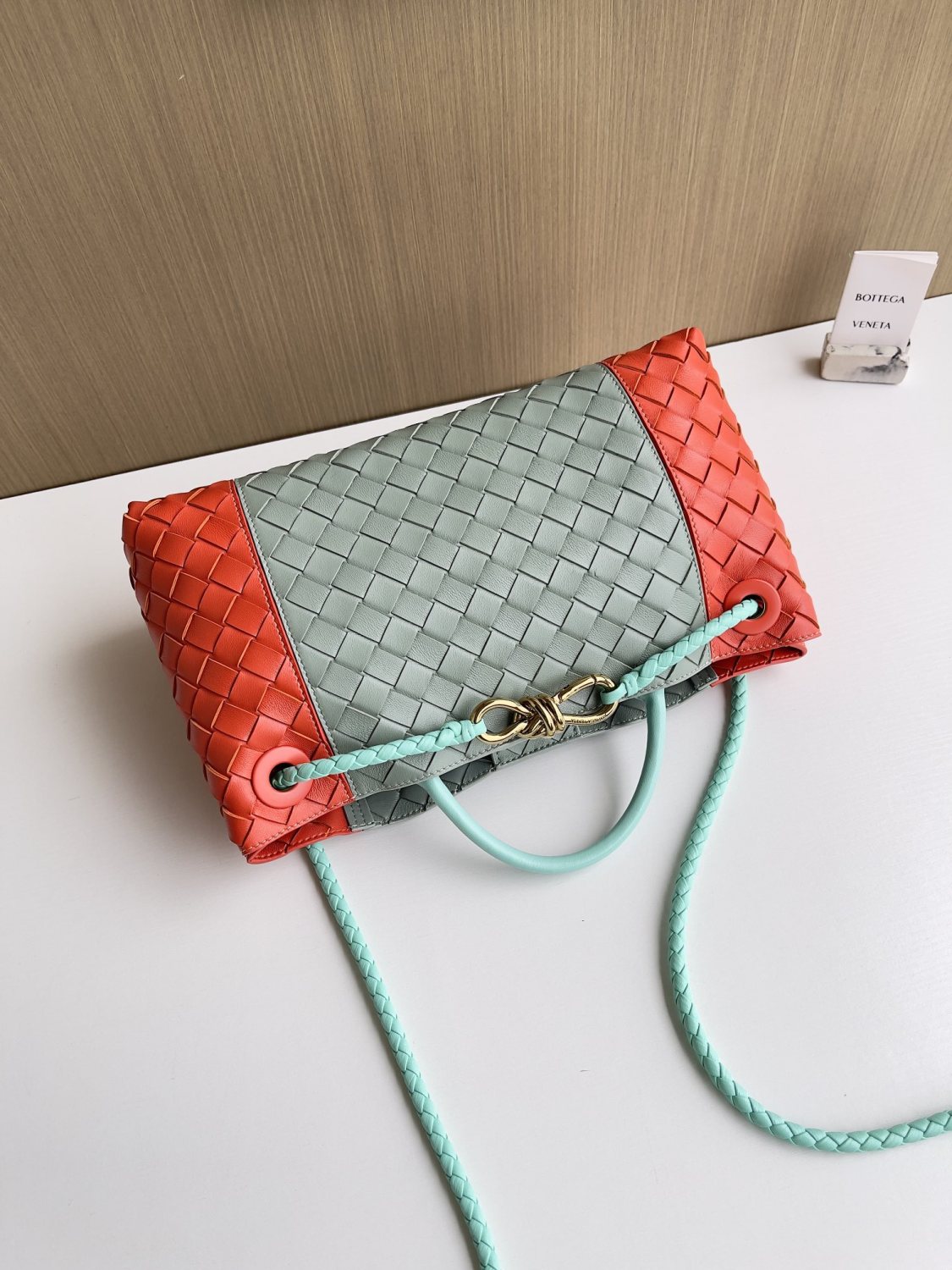 Bottega Veneta Women's Fashion Classic Color-Block Leather Handwoven Tote Bag Bags #79177