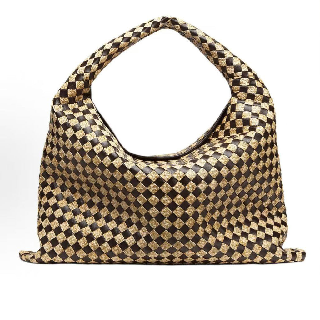 Bottega Veneta HOP Raffia And Leather Hop Shoulder Bag Stylish Modern Handheld Shoulder Bag Women's Fashionable Casual Tote #81889A