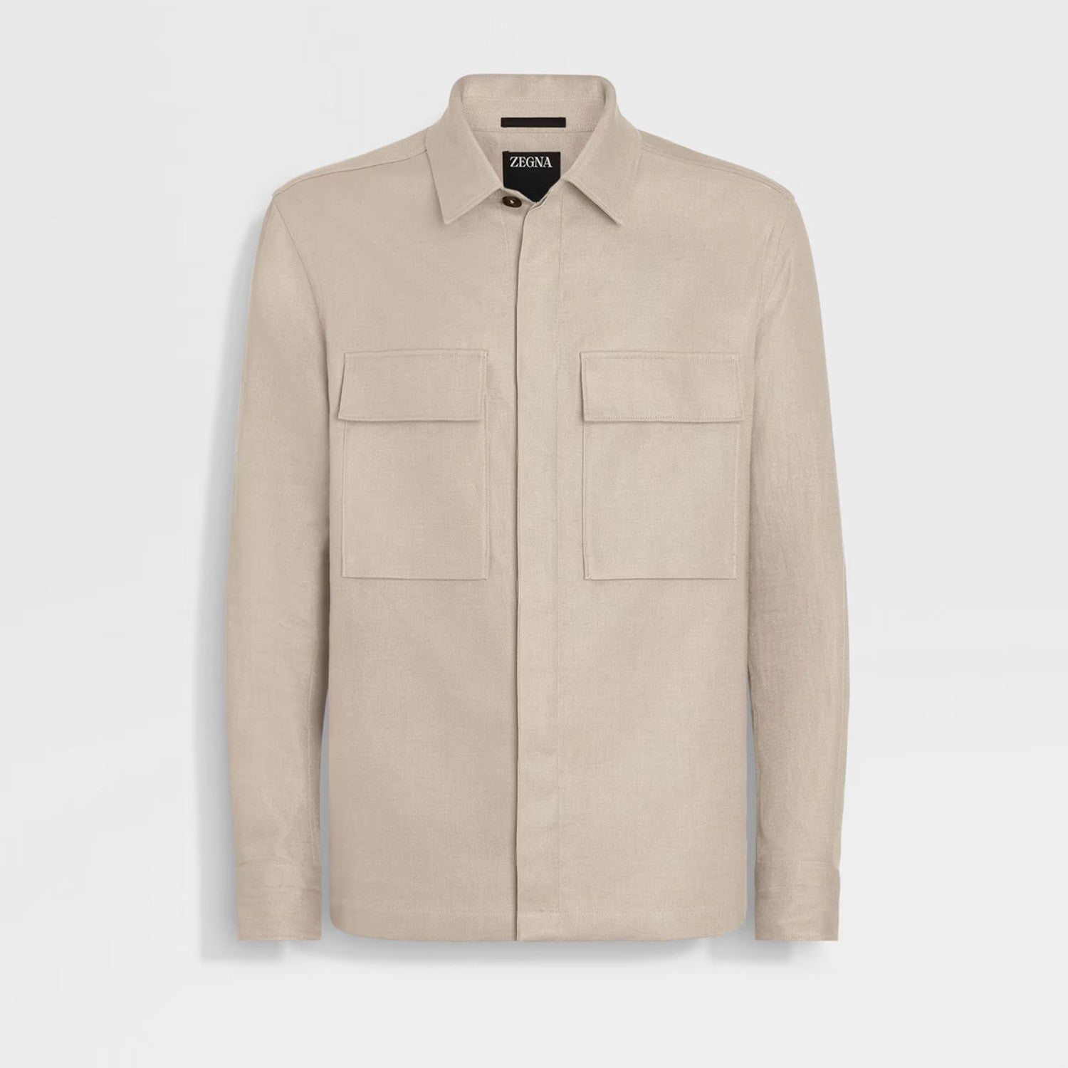 Ermenegildo Zegna Oasi Lino Shirt Jacket Men's Spring And Summer Lapel Single-breasted Pocket Temperament Shirt Simple Commuter Jacket Ngvp #1185