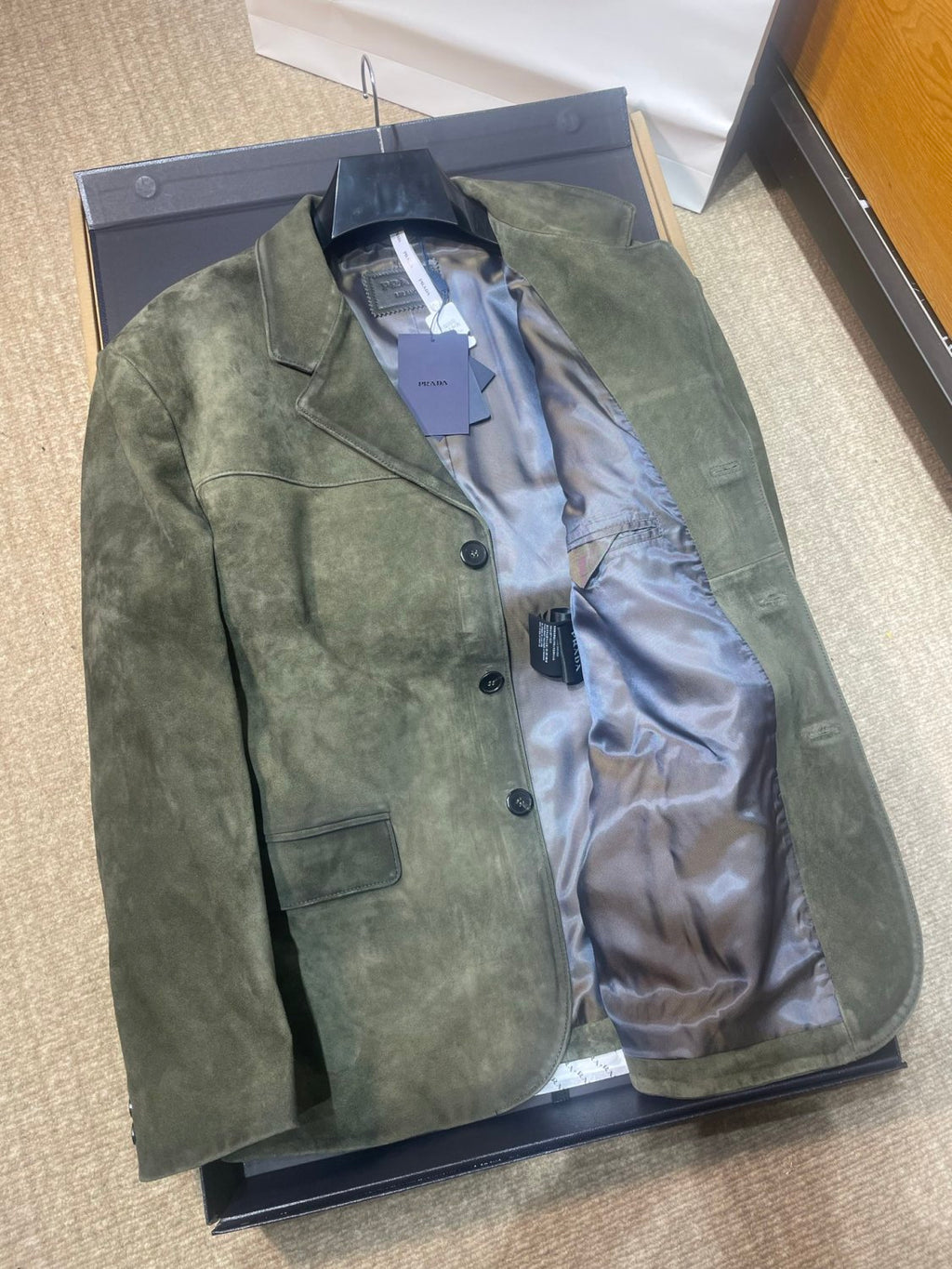 PRADA Men's Forest Green Suede Jacket #333462