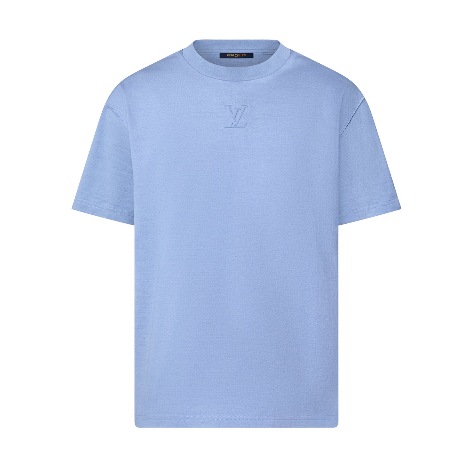 Louis Vuitton Men's And Women's Blue Embossed Logo Loose Round Neck Short Sleeve T-shirt #98495