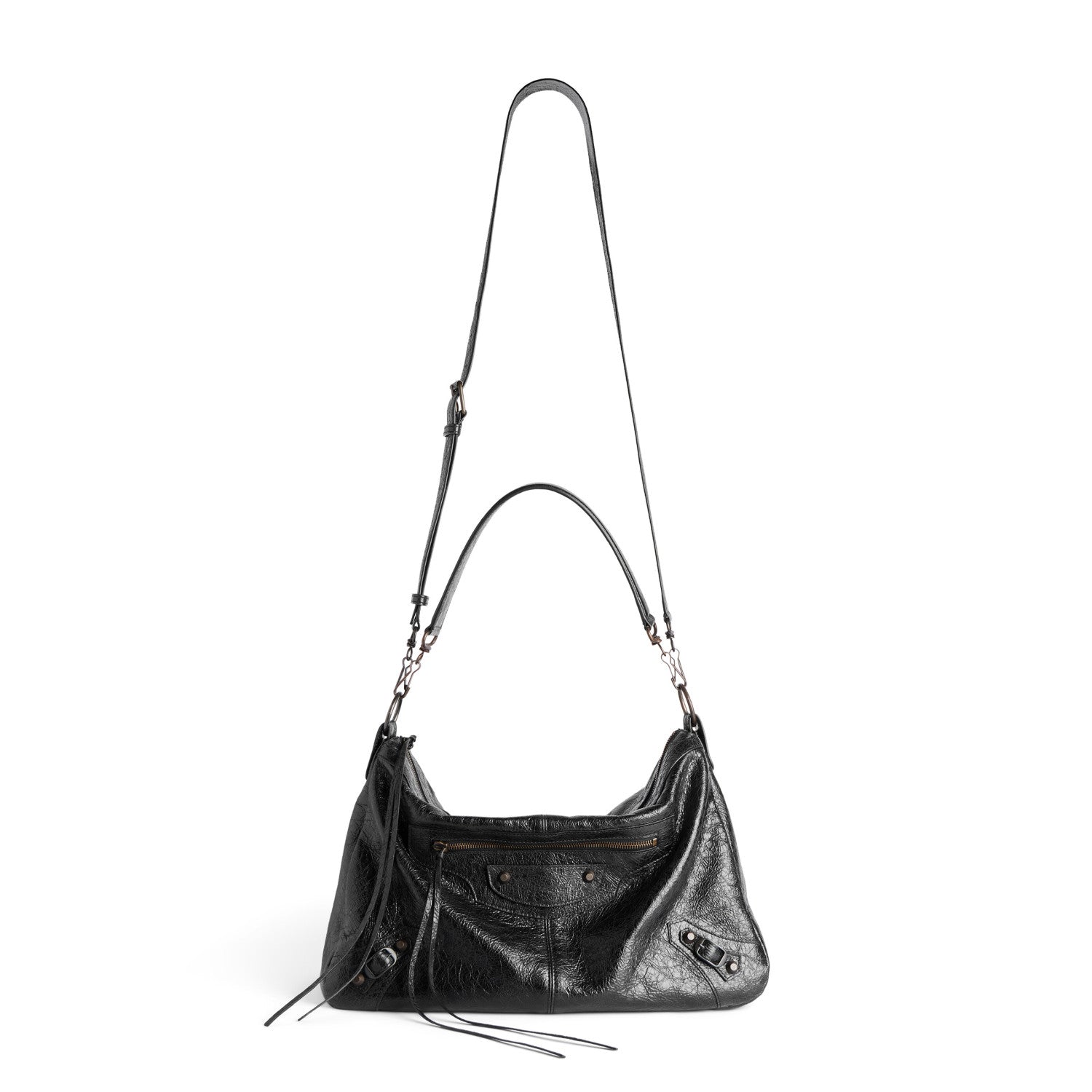 Balenciaga LE CITY MOTO Men's And Women's Fashion Solid Color Leather Zipper Closure Large Capacity Adjustable Shoulder Strap Biker Bag Travel Tote Shoulder Bag Bags 8461862ABEK1000 #79568