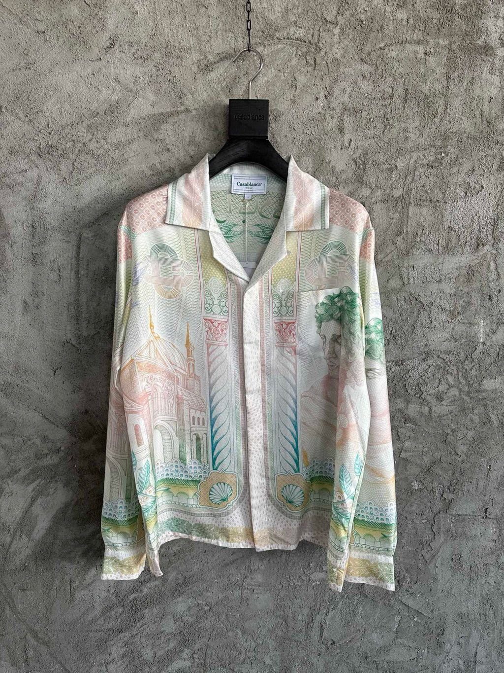 Casablanca Men's Summer Portrait Print Lapel Long Sleeve Single Breasted Shirt #73579