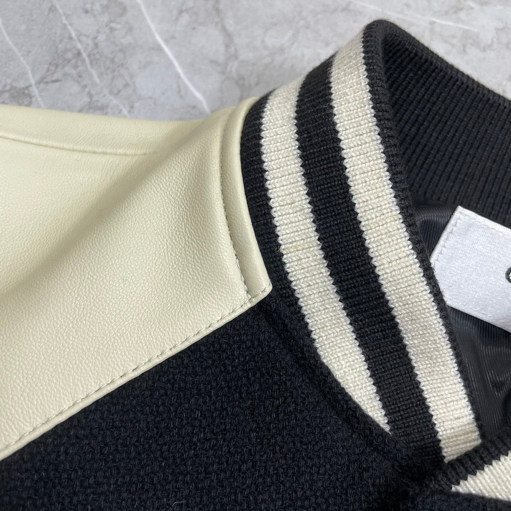 Celine Men's Spring & Autumn Colorblocking Single Breasted Textured Wool Baseball Coat Long Sleeve Jacket Ngvp #1251