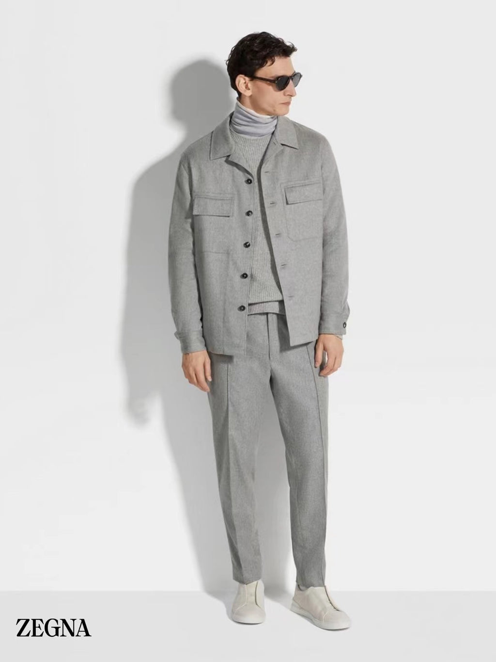 Ermenegildo Zegna Men's Fall/Winter Wool Blend Solid Color Mid-Rise Casual Straight-Leg Drawstring Sweatpants Ngvp #2517