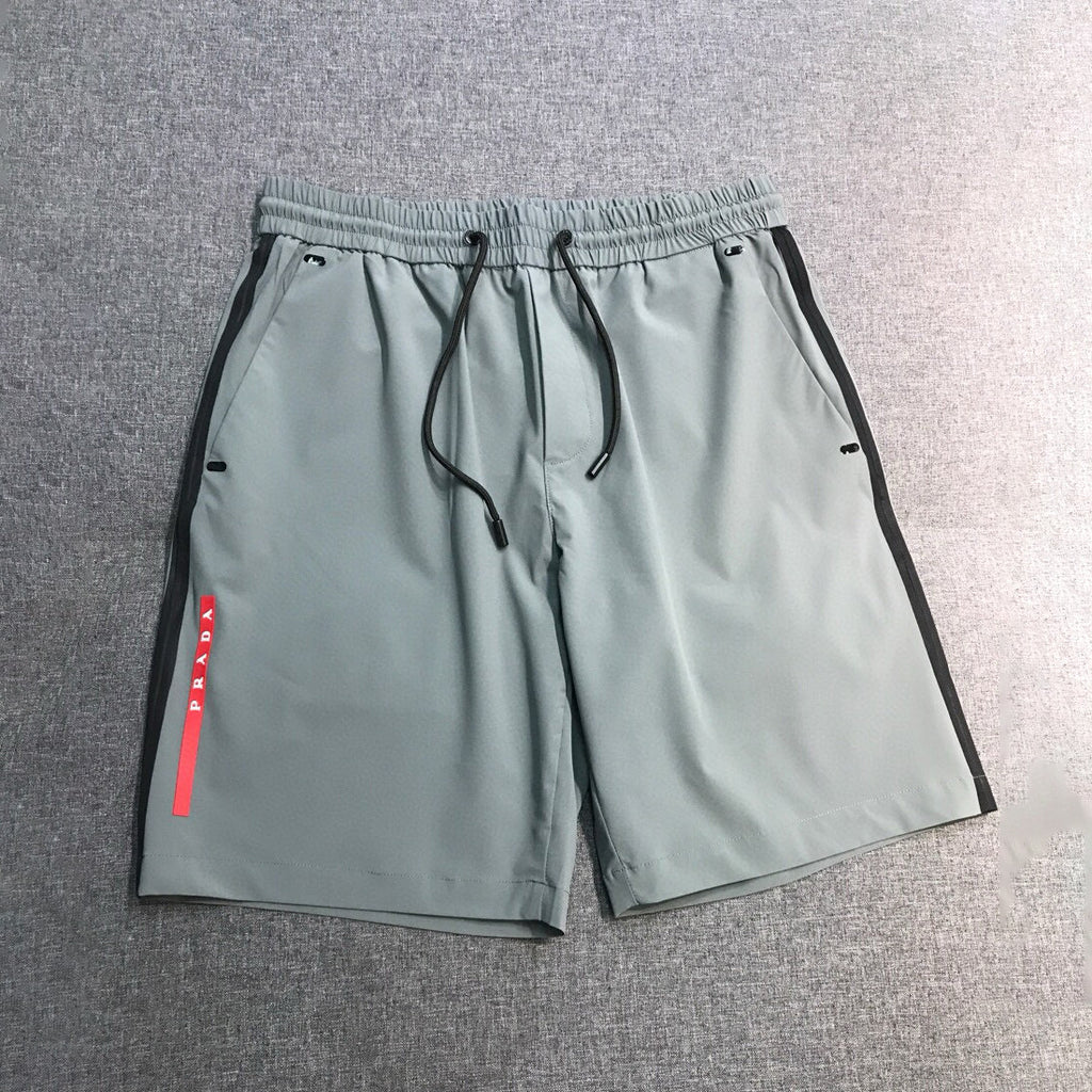 Prada Men's Summer Solid Colour Lightweight Hooded Zip Short Sleeve Sports Jacket Casual Lace Up Shorts Suit Set #76941