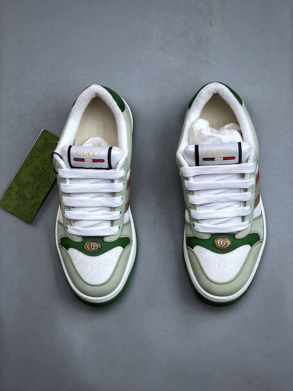 Gucci Women's Round Toe Comfort Screener Collection Embellished Webbing Thick Sole Low Top Sneakers Shoes #76363